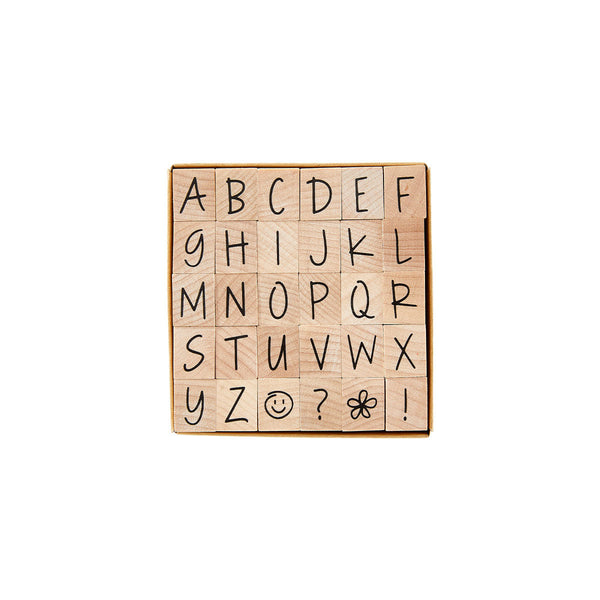 Happy Uppercase Letters Woodblock Stamp