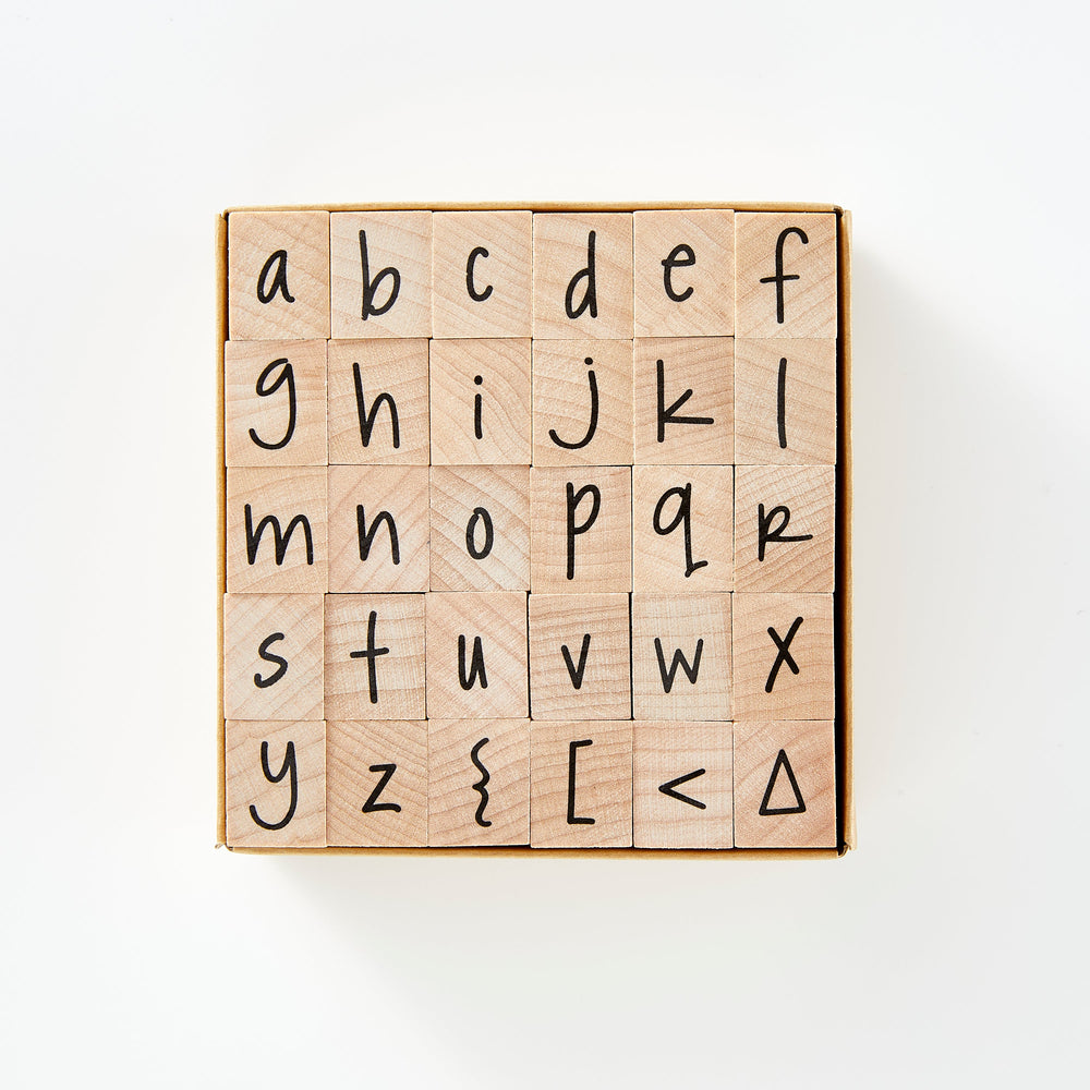 Happy Lowercase Letters Woodblock Stamp