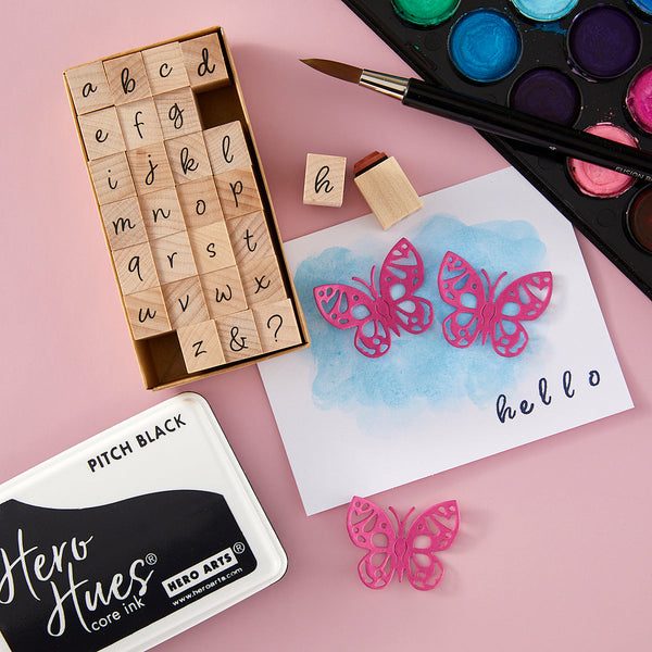 Lowercase Script Letters Woodblock Stamp
