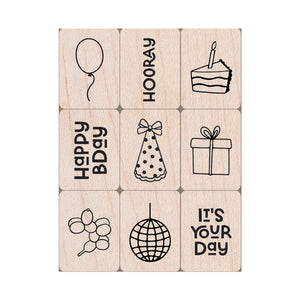 Birthday Mini Tub Woodblock Stamps