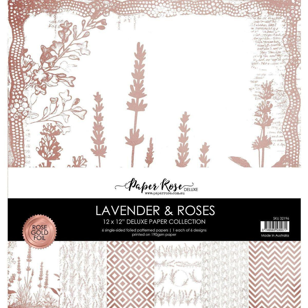 Paper Rose - Rose Gold Foil Lavender & Roses 12x12 Deluxe Paper Collection