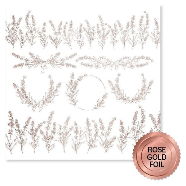 Paper Rose - Rose Gold Foil Lavender & Roses 12x12 Deluxe Paper Collection