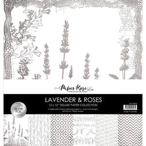 Paper Rose - Silver Foil Lavender & Roses 12x12 Deluxe Paper Collection