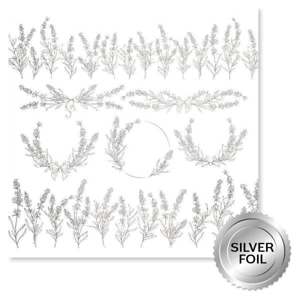 Paper Rose - Silver Foil Lavender & Roses 12x12 Deluxe Paper Collection
