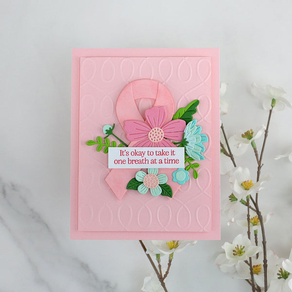 Awareness Ribbon and Sentiments Stamp & Die Set by Sheri Ballantyne