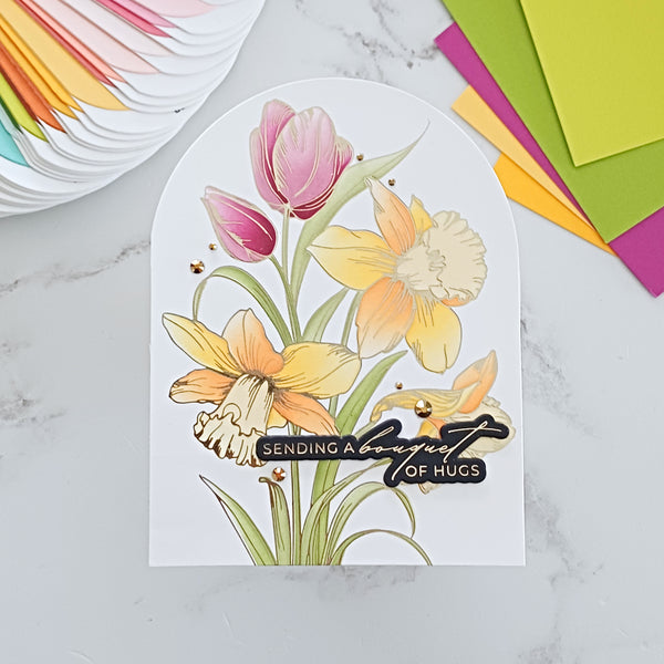 Bouquet of Hugs Sentiments Press + Foil Plate & Die Set by Yana Smakula