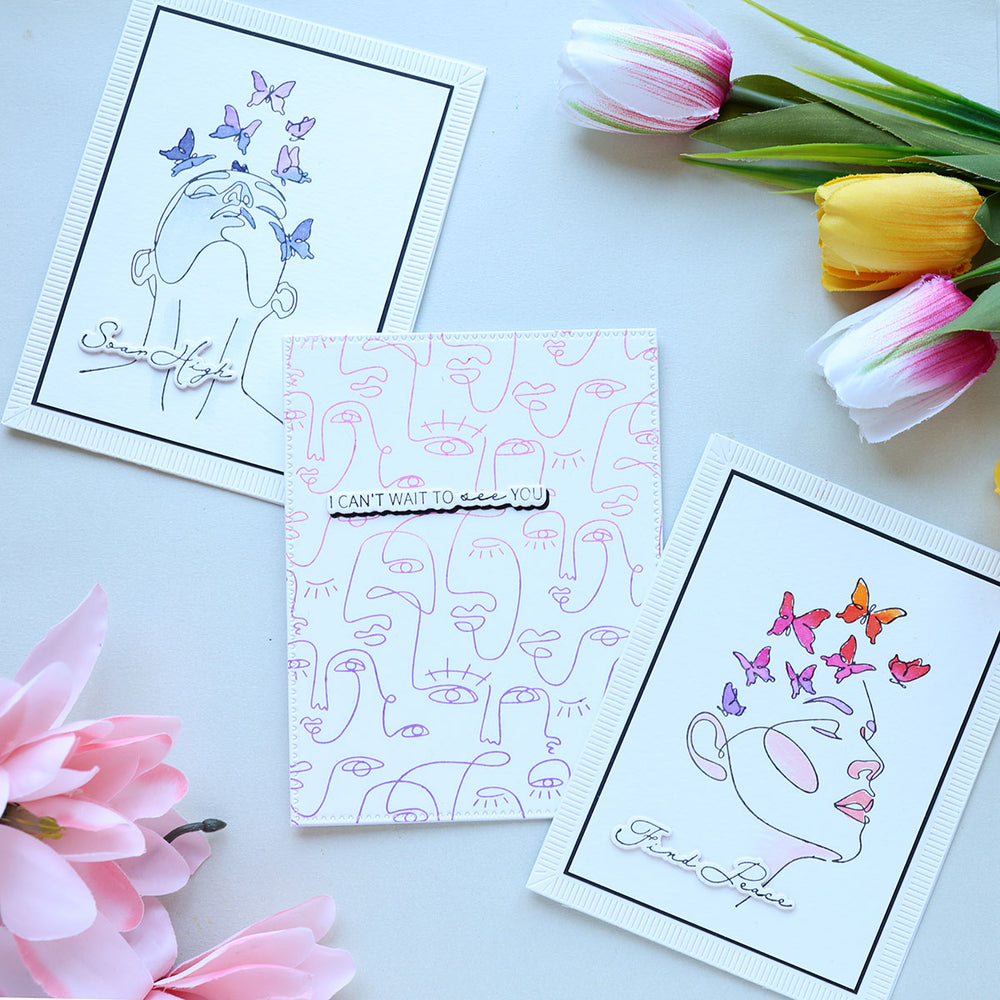 All My Senses Faces Press + Foil Plates and Stencil Bundle by Jaycee Gaspar
