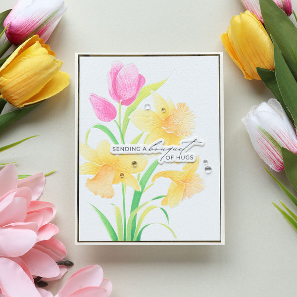 Bouquet of Hugs Sentiments Press + Foil Plate & Die Set by Yana Smakula