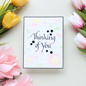 Upright Italic Thinking of You Press + Foil Plate by Paul Antonio