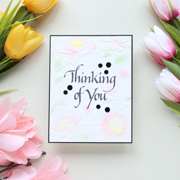 Upright Italic Thinking of You Press + Foil Plate by Paul Antonio