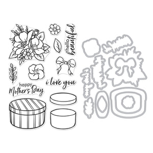 Hatbox Blooms - March 2025 Clear Stamp Set + Dies of the Month