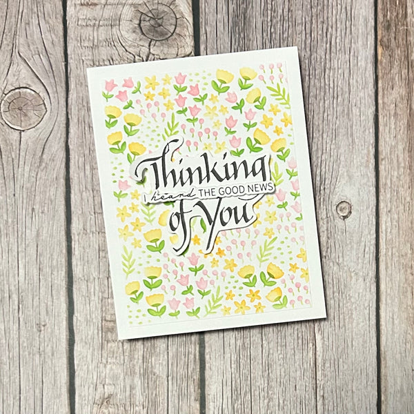 Upright Italic Thinking of You Press + Foil Plate by Paul Antonio