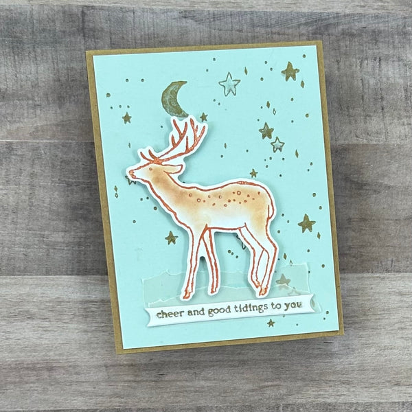 Cheer and Good Tidings Deer Registration Press Plate & Die Set by Dina Wakley