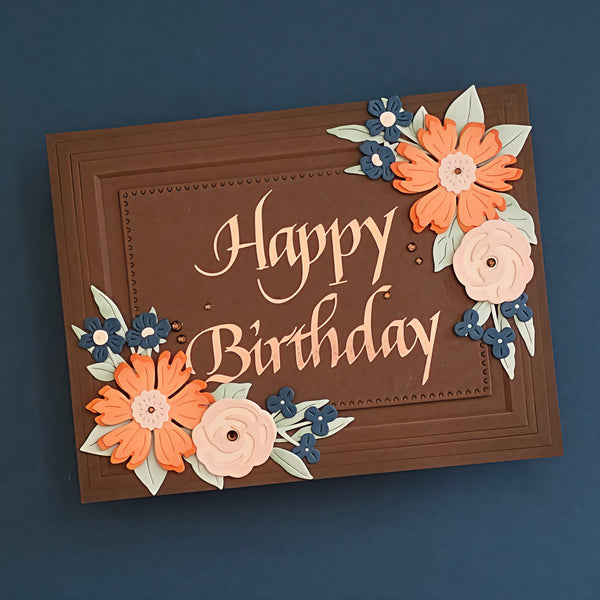 Upright Italic Happy Birthday Press + Foil Plate by Paul Antonio
