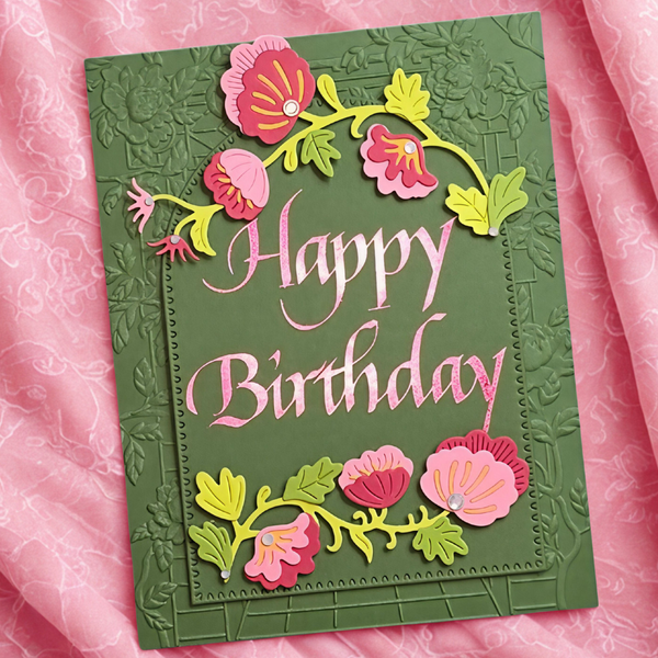 Upright Italic Happy Birthday Press + Foil Plate by Paul Antonio