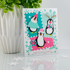 Playful Penguins Etched Dies by Simon Hurley