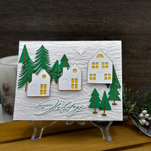 Mantel Village Etched Dies by Simon Hurley