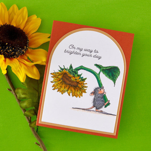 House-Mouse Sunflower Walk Cling Rubber Stamp Set