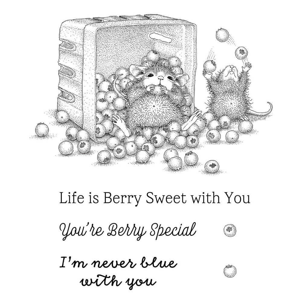 House-Mouse Blueberry Buddies Cling Rubber Stamp Set