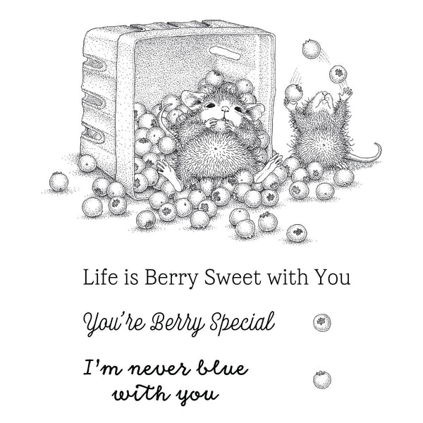 House-Mouse Blueberry Buddies Cling Rubber Stamp Set