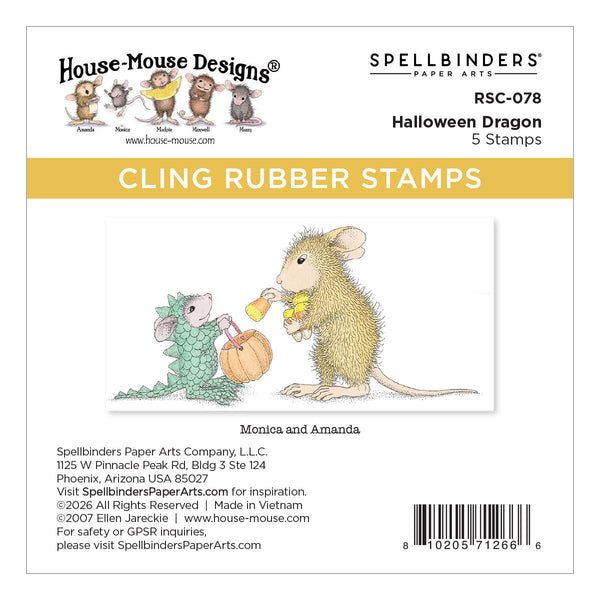 House-Mouse Halloween Dragon Cling Rubber Stamp Set