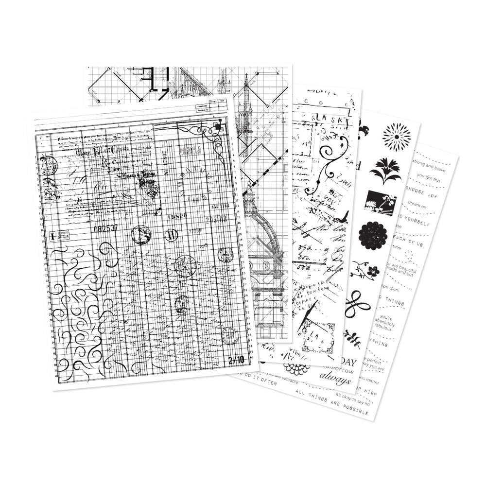 Grids & Icons Mixed Media Hero Transfers