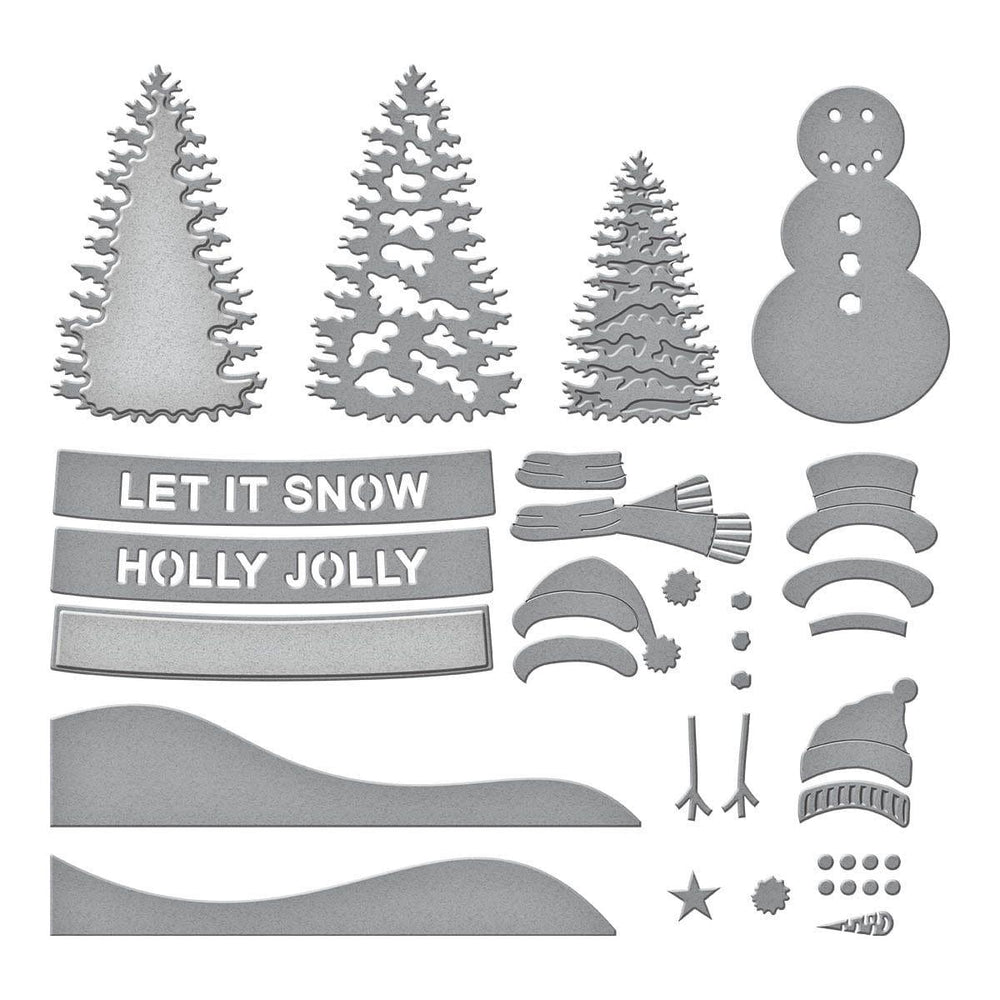 Snowman Scene Etched Dies by Simon Hurley