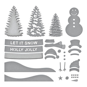 Snowman Scene Etched Dies by Simon Hurley