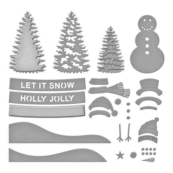 Snowman Scene Etched Dies by Simon Hurley
