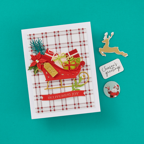 Delivering Joy Sleigh Etched Dies from the Handmade Holidays Collection