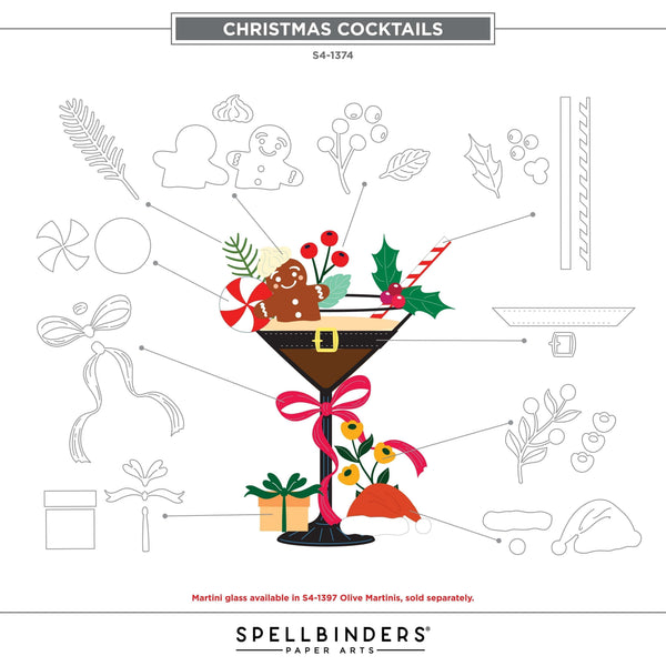 Christmas Cocktails Etched Dies