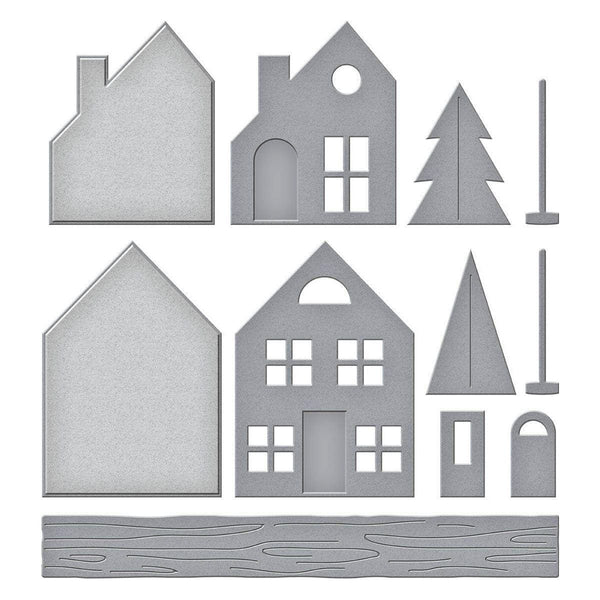 Mantel Village and Decorations Etched Dies Bundle by Simon Hurley