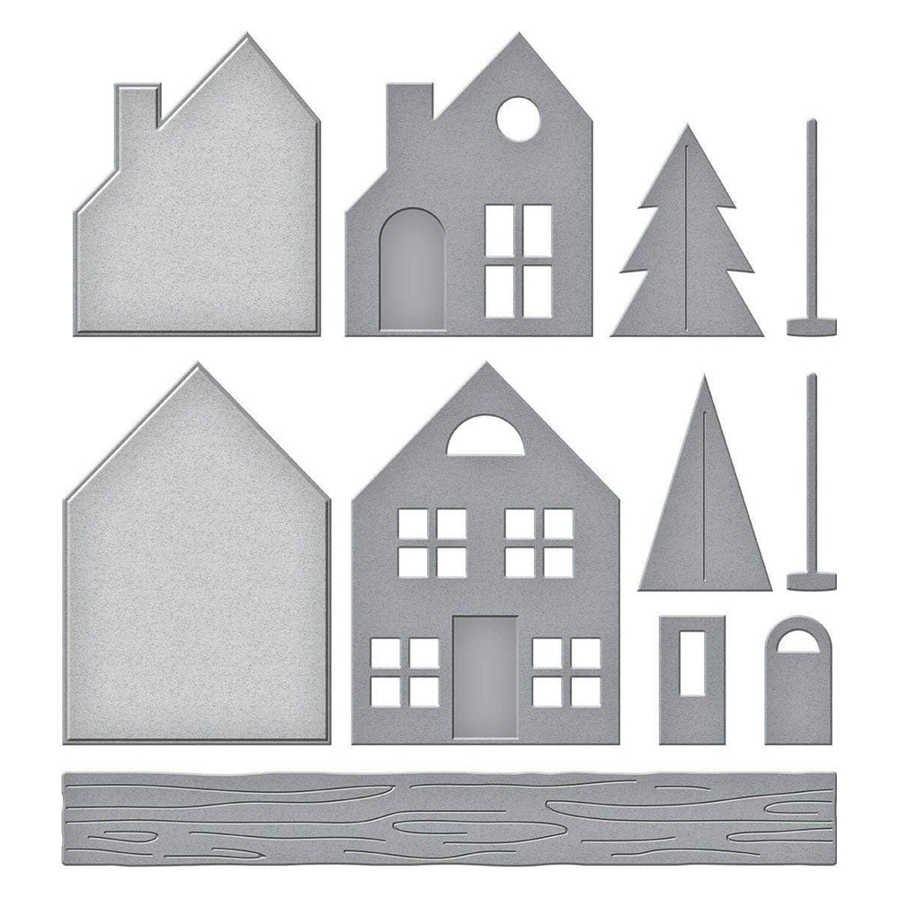 Mantel Village Etched Dies by Simon Hurley