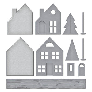 Mantel Village Etched Dies by Simon Hurley