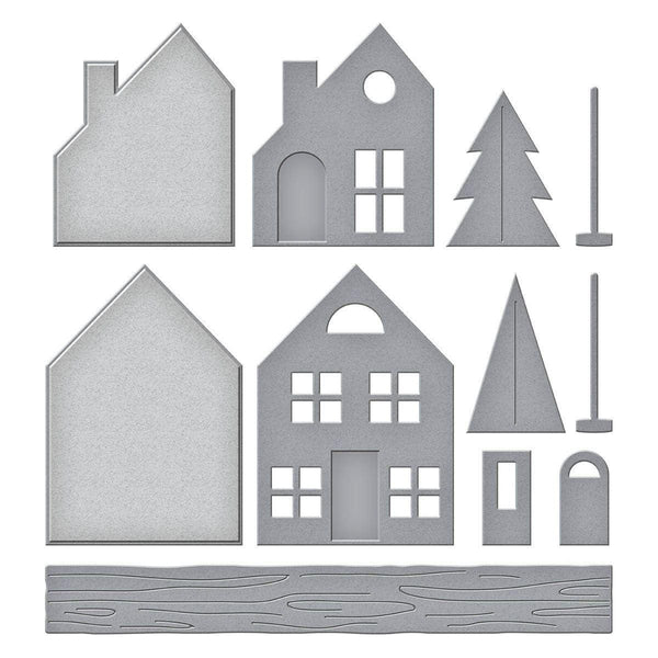 Mantel Village Etched Dies by Simon Hurley