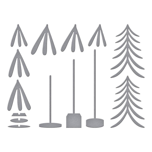 Whimsical Bottle Brush Trees Etched Dies by Simon Hurley