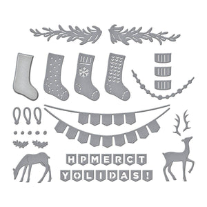 Mantel Village and Decorations Etched Dies Bundle by Simon Hurley