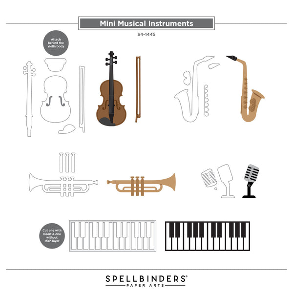 Mini Musical Instruments Etched Dies by Bibi Cameron