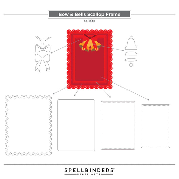 Bow & Bell Scallop Frame Etched Dies by Lisa Horton