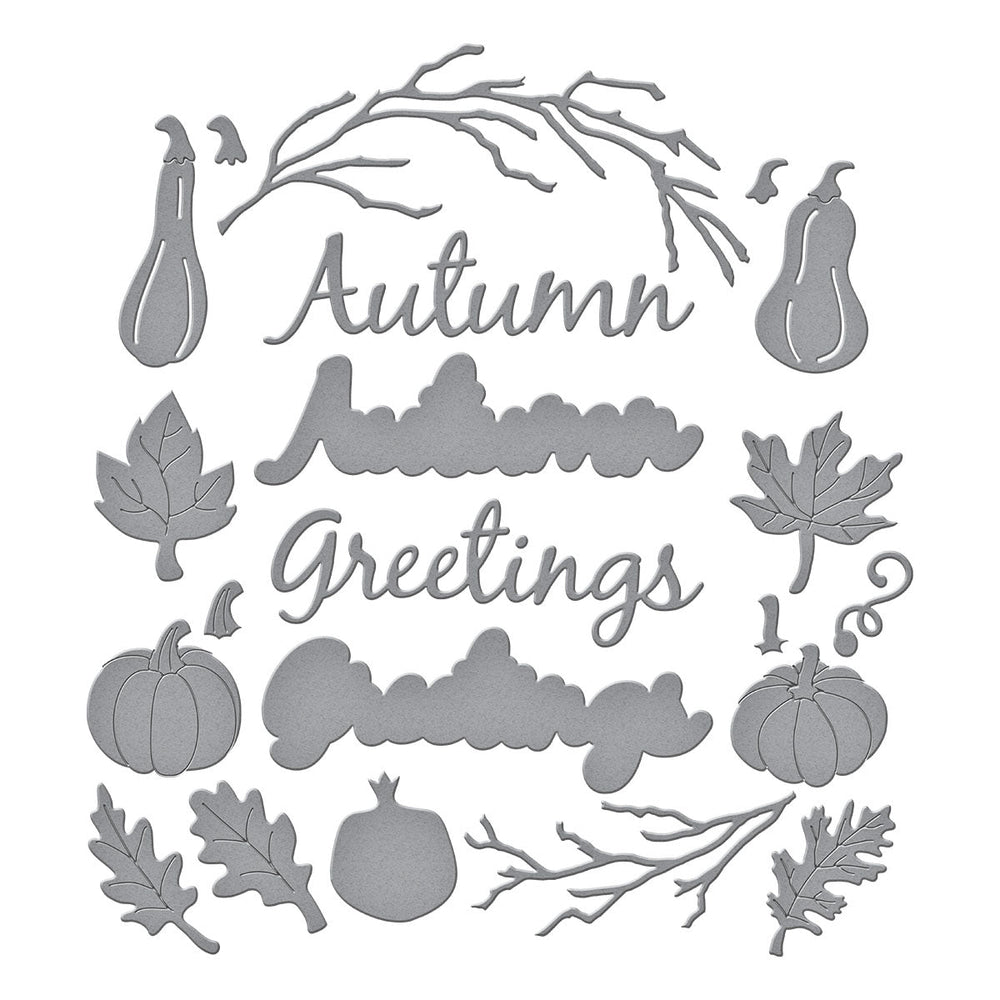 Autumn Greetings Wreath Etched Dies by Suzanne Hue
