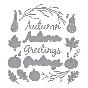 Autumn Greetings Wreath Etched Dies by Suzanne Hue