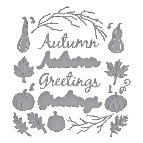 Autumn Greetings Wreath Etched Dies by Suzanne Hue