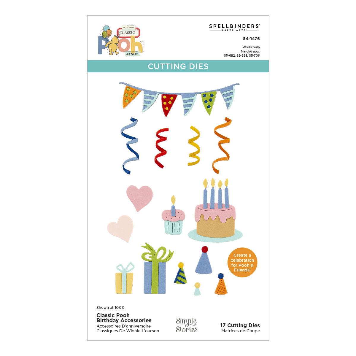 Classic Pooh Birthday Accessories Etched Dies by Simple Stories