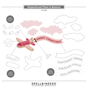 Gingerbread Plane & Banners Etched Dies by Stamperia