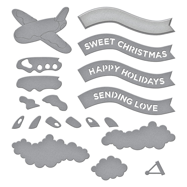 Gingerbread Plane & Banners Etched Dies by Stamperia