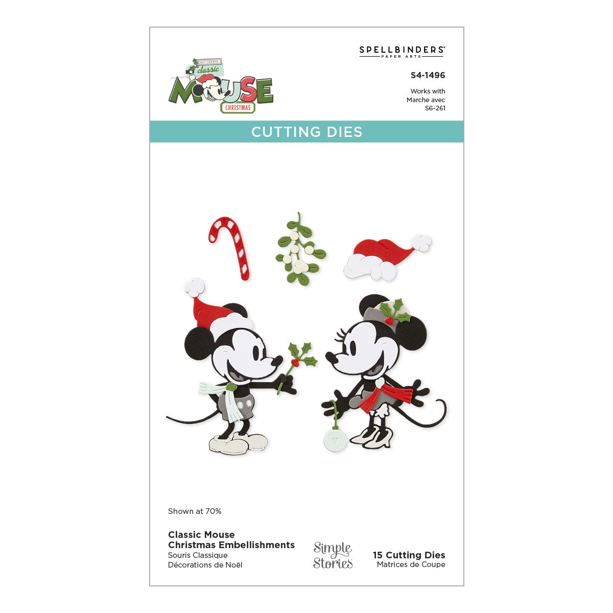 Classic Mouse Christmas Embellishments Etched Dies