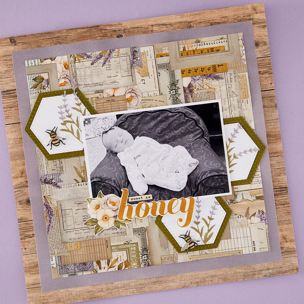 Simple Vintage Lavender Fields Hexagons Etched Dies with Simple Stories