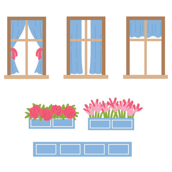 Everyday Windows, Curtains and Flower Boxes Etched Dies by Yana Smakula
