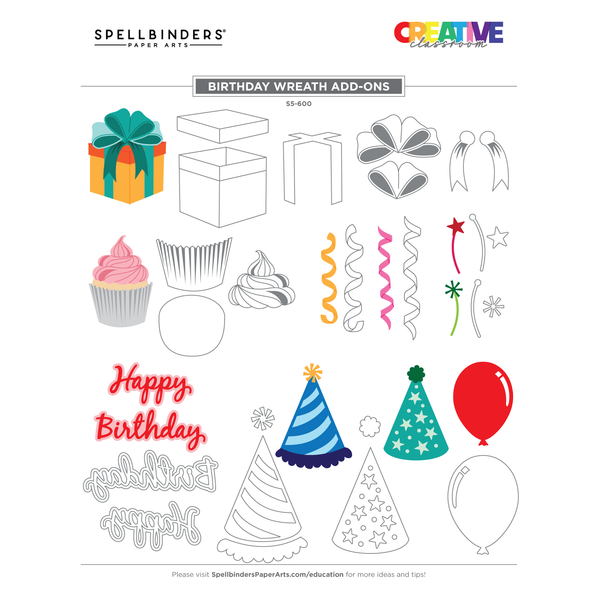 Birthday Wreath Add-Ons Etched Dies by Suzanne Hue