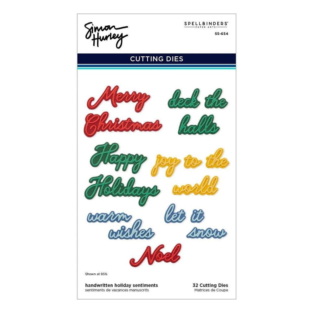 Handwritten Holiday Sentiments Etched Dies by Simon Hurley